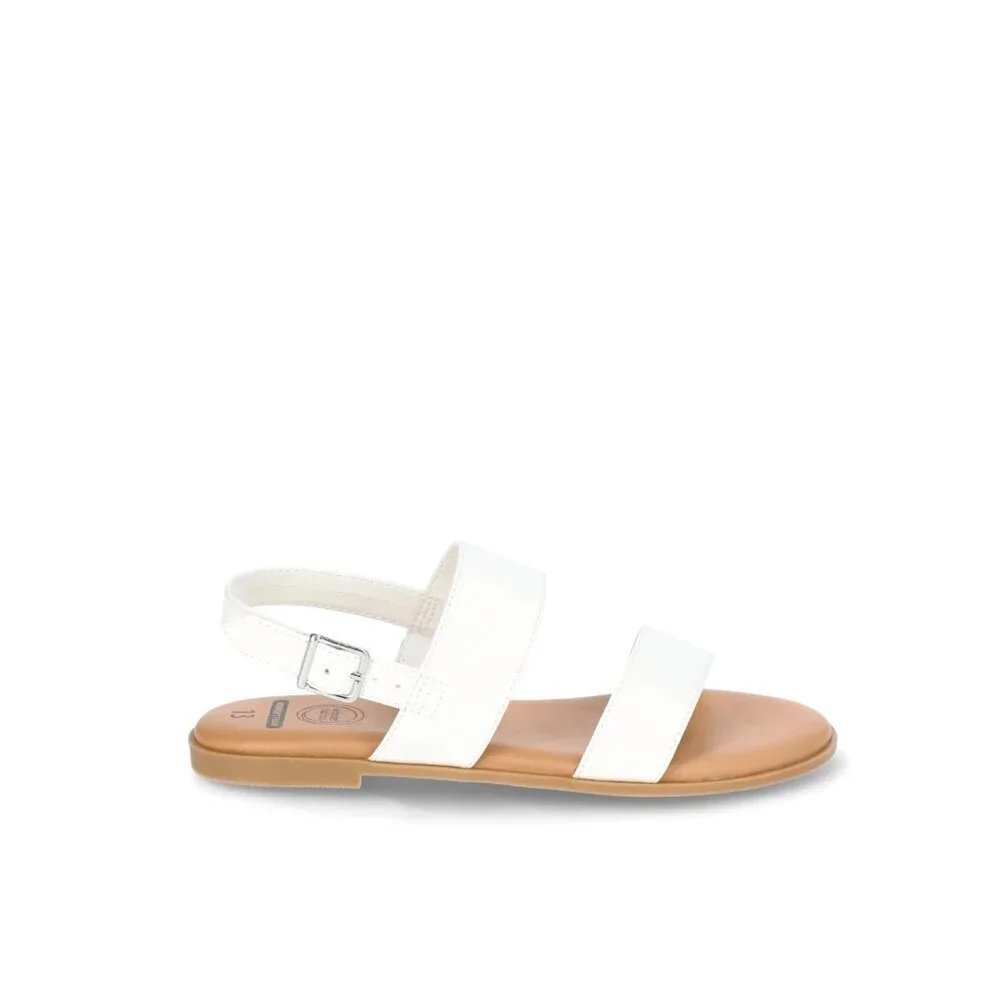 Wonder Nation Girls Sz 13 Band Sandals White Buckle Strap Flat Summer Shoes